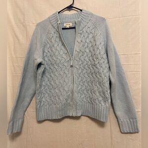 St. John's Bay Light Blue Women's Zip Sweater Petite L